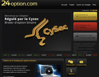 Capture d'écran du site 24option