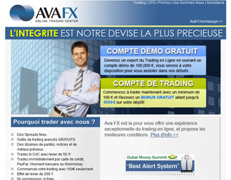Capture d'écran du site AvaFX