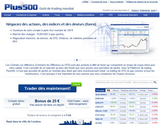 accueil du site de plus500